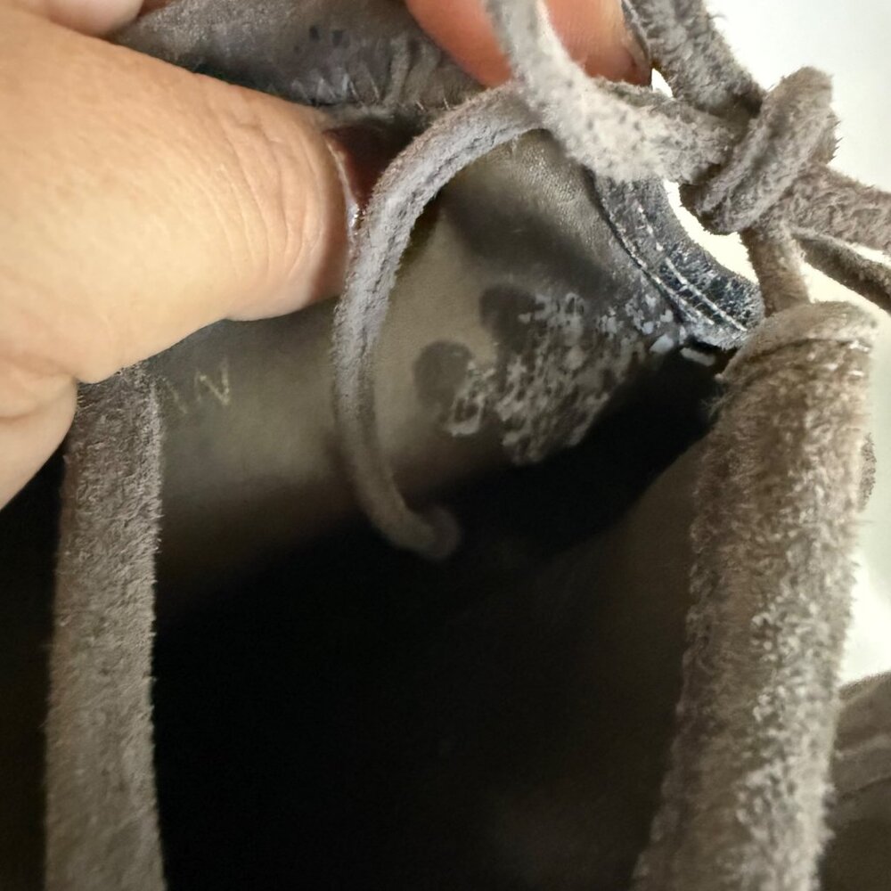 Stuart Weitzman Gray Microsuede Stretch Ankle Tie… - image 5